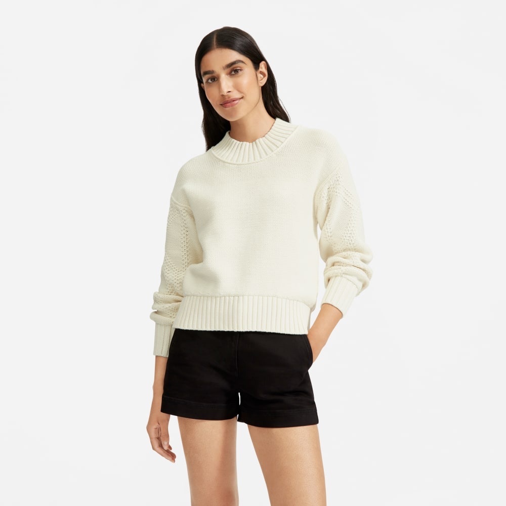 Everlane cotton cable knit sweater in bone
